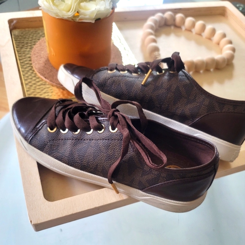 Michael Kors Brown MK Signature City Sneakers Size 6.5M